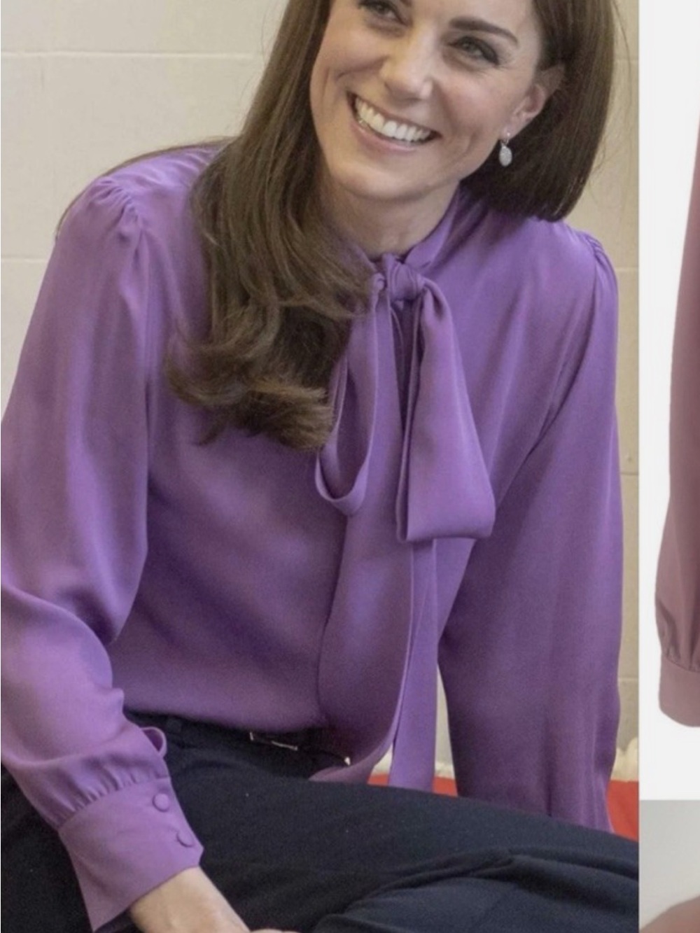 Gucci Purple Tie-Neck Satin Blouse